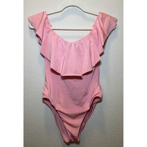 Trina Turk Pink Bandeau Off The Shoulder‎ One Piece Swimsuit Size 8